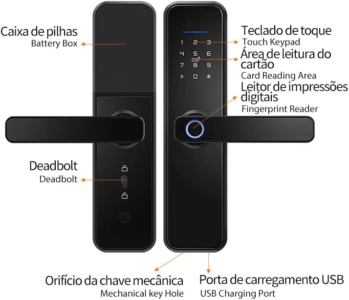 Fechadura Eletrônica Digital Biométrica, Senha e Cartão Wifi.