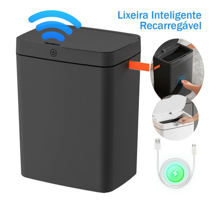 Lixeira Inteligente Eletrônica com Sensor à Prova d'Água 7 Litros.