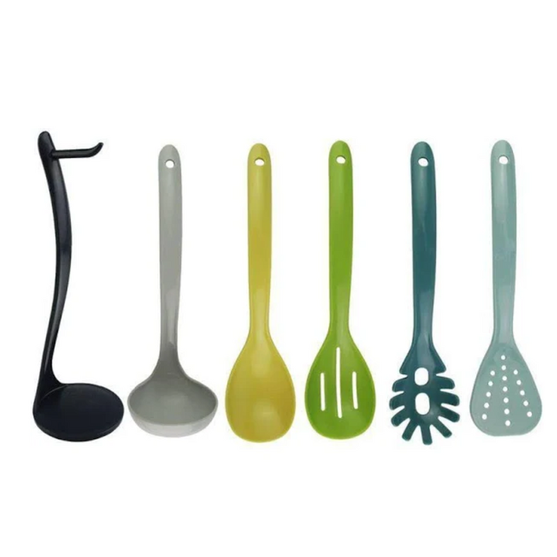 Kit Utensílios para Cozinha com Suporte Plástico 6 peças