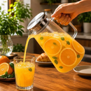 Jarra de Vidro Borossilicato 1,8L com Tampa em Aço Inox – Resistente ao Calor, Ideal para Sucos, Água, Chá e Bebidas Quentes e Geladas