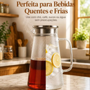 Jarra de Vidro Borossilicato 1,8L com Tampa em Aço Inox – Resistente ao Calor, Ideal para Sucos, Água, Chá e Bebidas Quentes e Geladas