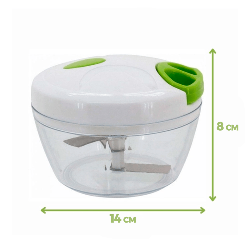 Mini processador manual 400ml triturador de alimento com 3 curvas de lâminas Inox. - facilefuncional.com.br