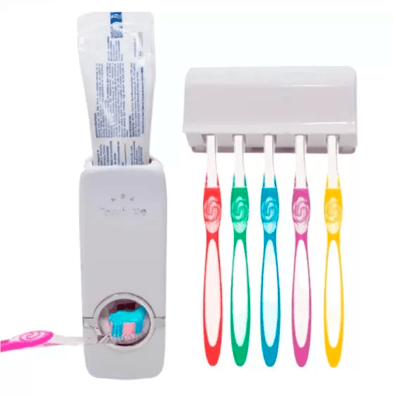 Dispensador de pasta de dentes automático e suporte de escova de dente para banheiro. - facilefuncional.com.br