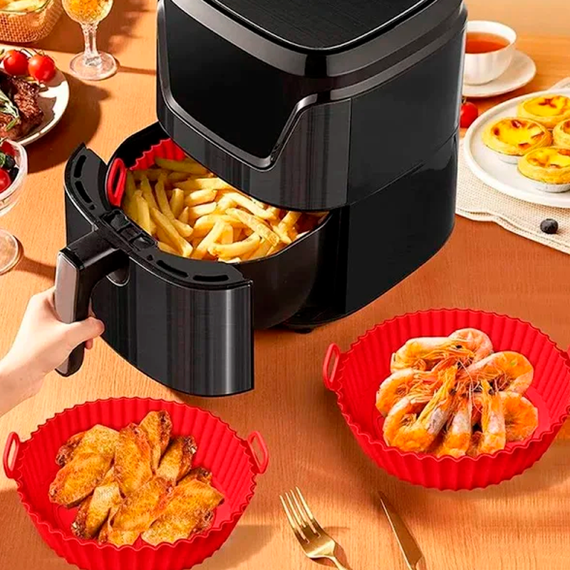 Cesta de Silicone para Air Fryer Reutilizável Antiaderente, Bandeja redonda Compre 1 Leve 2. - facilefuncional.com.br