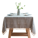 Toalha de mesa quadriculada tridimensional de algodão à prova de poeira.