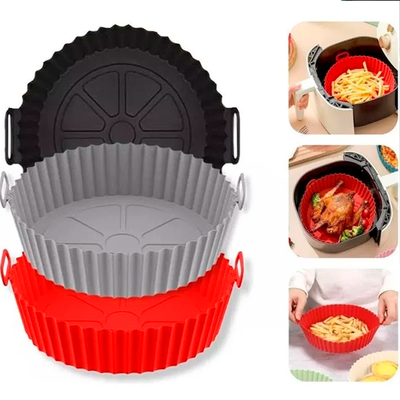 Cesta de Silicone para Air Fryer Reutilizável Antiaderente, Bandeja redonda Compre 1 Leve 2. - facilefuncional.com.br