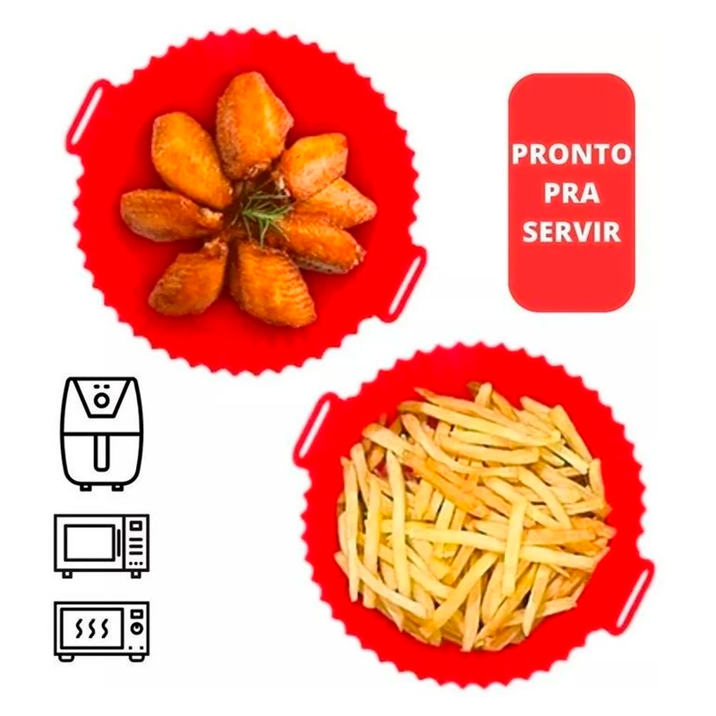 Cesta de Silicone para Air Fryer Reutilizável Antiaderente, Bandeja redonda Compre 1 Leve 2. - facilefuncional.com.br