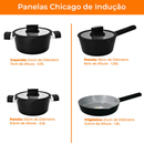 Conjunto de Panelas de Indução Antiaderente Cerâmica Chicago Preto 4 peças - Casambiente