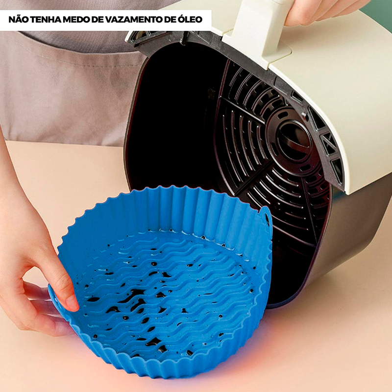 Cesta de Silicone para Air Fryer Reutilizável Antiaderente, Bandeja redonda Compre 1 Leve 2. - facilefuncional.com.br