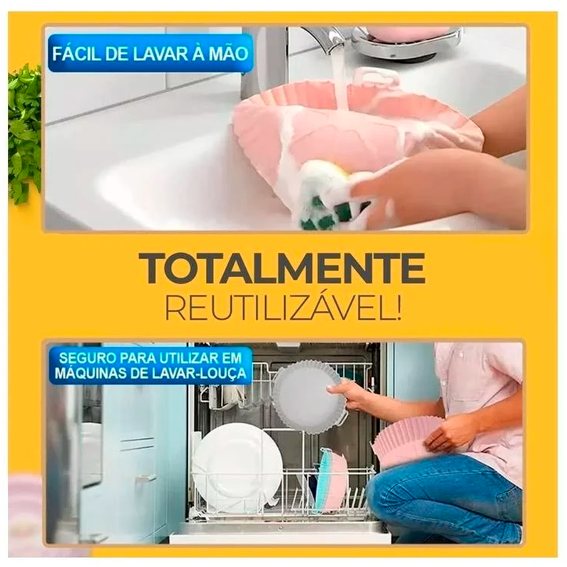 Cesta de Silicone para Air Fryer Reutilizável Antiaderente, Bandeja redonda Compre 1 Leve 2. - facilefuncional.com.br