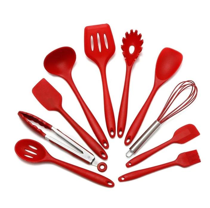 Kit utensílios de cozinha silicone 11 peças antiaderente.