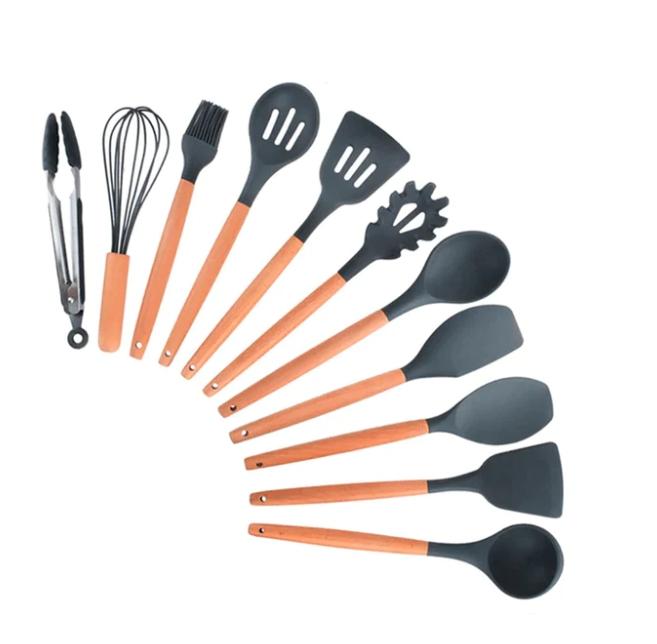 Kit utensílios de cozinha silicone 11 peças antiaderente.