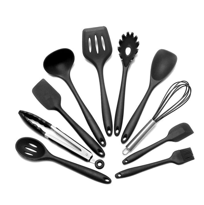 Kit utensílios de cozinha silicone 11 peças antiaderente.