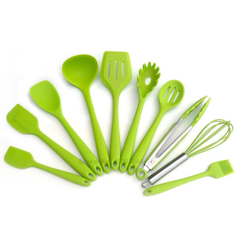 Kit utensílios de cozinha silicone 11 peças antiaderente. - facilefuncional.com.br