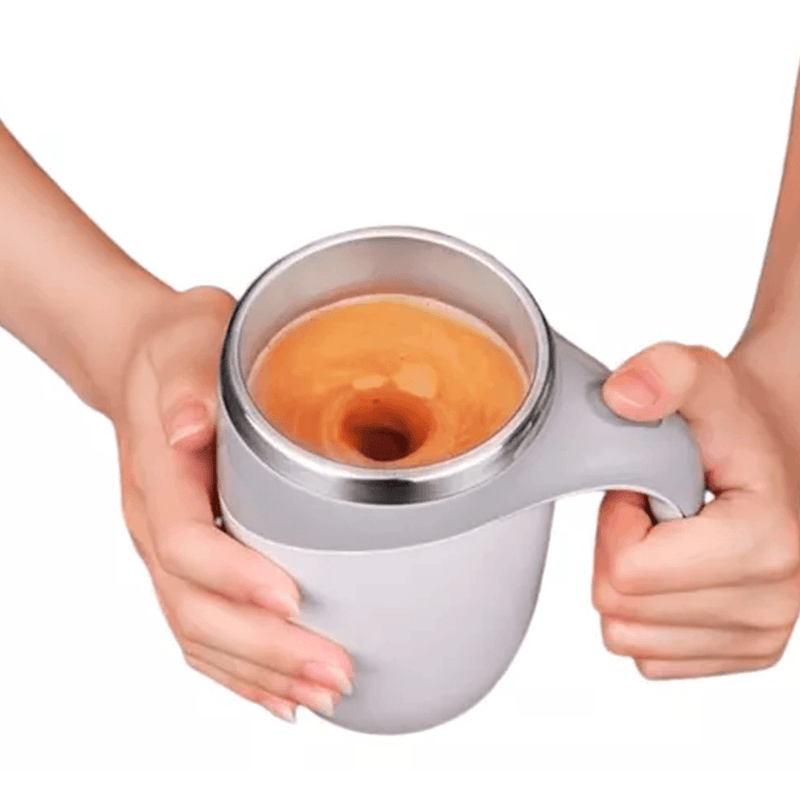 Caneca mixer magnética com tampa para café - 400ml automática de aço inoxidável elétrico. - facilefuncional.com.br