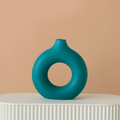 Vazo de cerâmica em formato de donuts circular oco, vaso de flores mesa escritório sala estar decoração. - facilefuncional.com.br