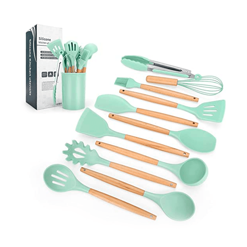 Kit utensílios de cozinha silicone 11 peças antiaderente. - facilefuncional.com.br