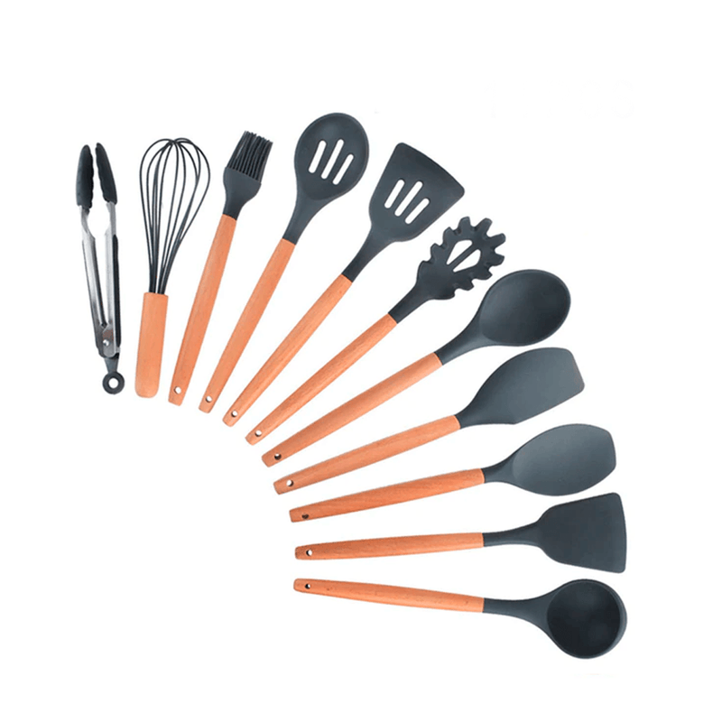 Kit utensílios de cozinha silicone 11 peças antiaderente. - facilefuncional.com.br