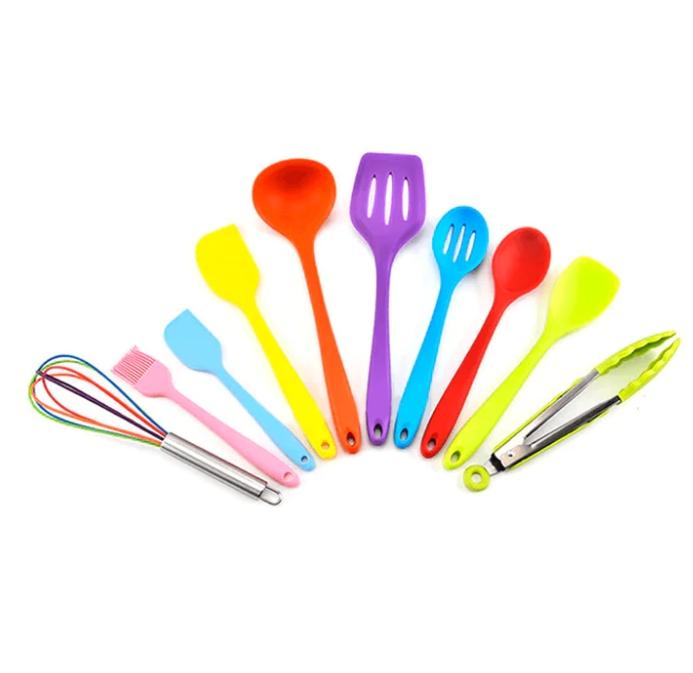 Kit utensílios de cozinha silicone 11 peças antiaderente.