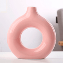 Vazo de cerâmica em formato de donuts circular oco, vaso de flores mesa escritório sala estar decoração. - facilefuncional.com.br