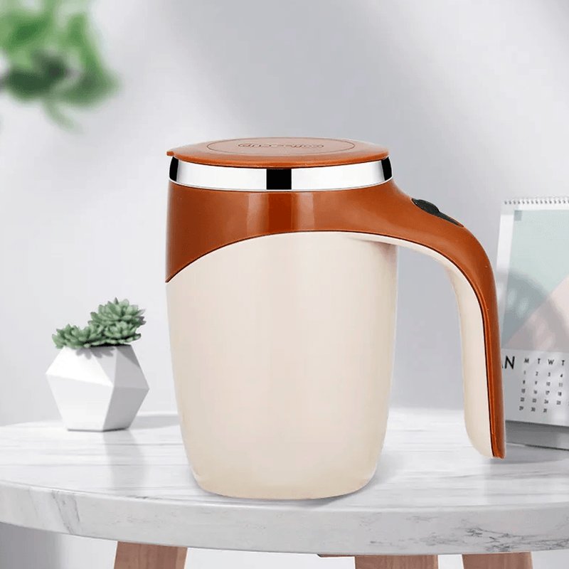 Caneca mixer magnética com tampa para café - 400ml automática de aço inoxidável elétrico. - facilefuncional.com.br