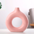 Vazo de cerâmica em formato de donuts circular oco, vaso de flores mesa escritório sala estar decoração. - facilefuncional.com.br