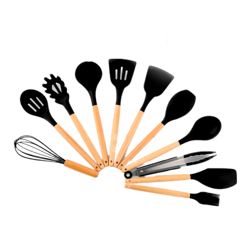 Kit utensílios de cozinha silicone 11 peças antiaderente. - facilefuncional.com.br