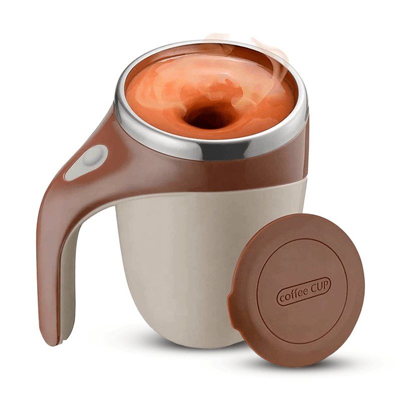 Caneca mixer magnética com tampa para café - 400ml automática de aço inoxidável elétrico. - facilefuncional.com.br