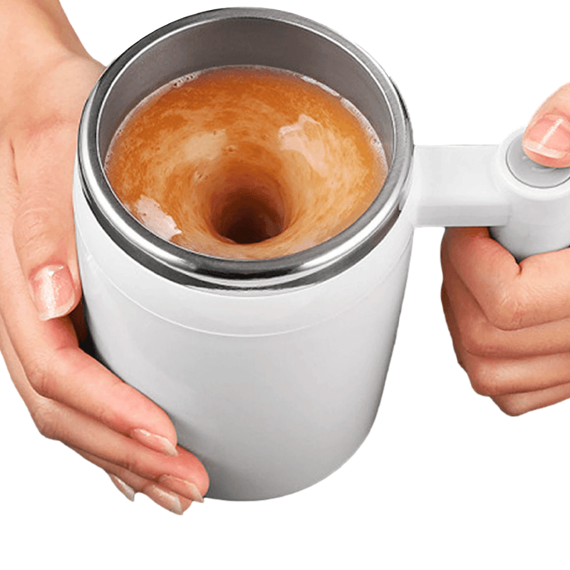 Caneca mixer magnética com tampa para café - 400ml automática de aço inoxidável elétrico. - facilefuncional.com.br