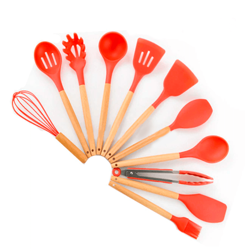 Kit utensílios de cozinha silicone 11 peças antiaderente. - facilefuncional.com.br