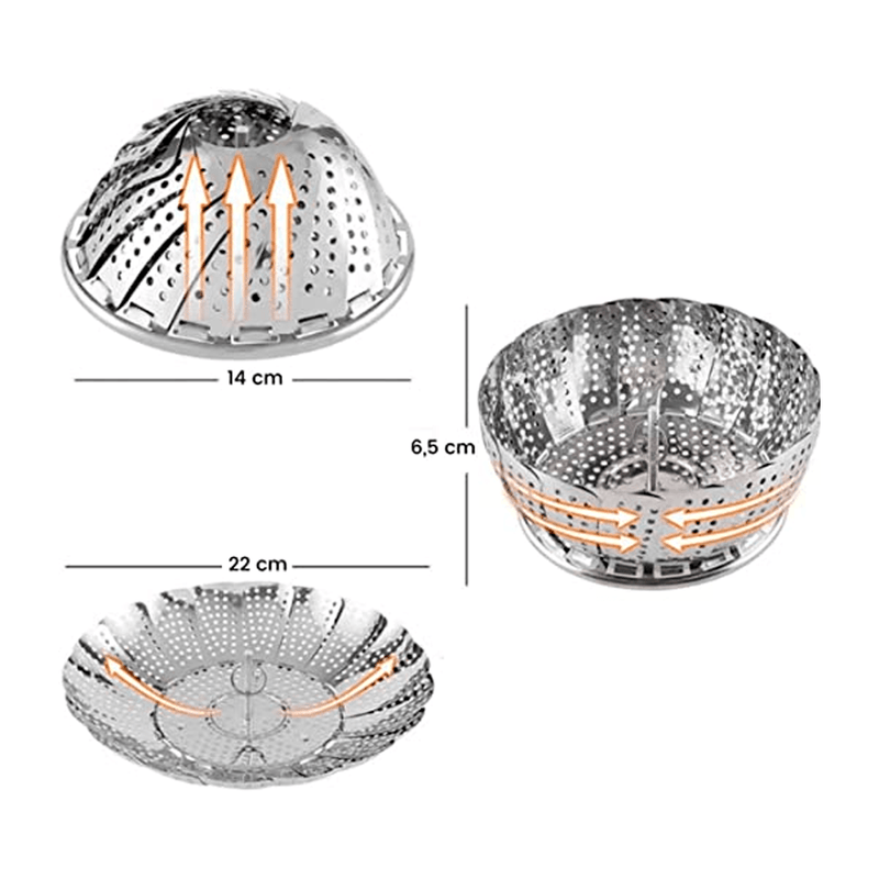 Cesto de cozimento a vapor de inox Para Legumes e Verduras. - facilefuncional.com.br