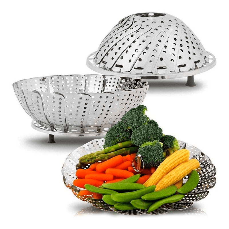 Cesto de cozimento a vapor de inox Para Legumes e Verduras. - facilefuncional.com.br