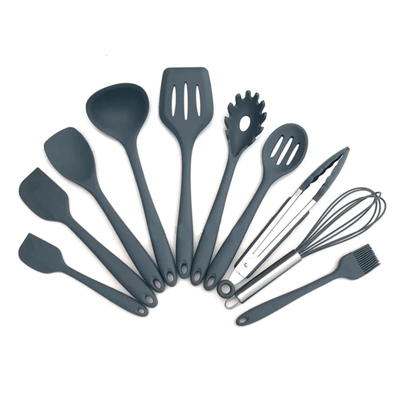 Kit utensílios de cozinha silicone 11 peças antiaderente. - facilefuncional.com.br